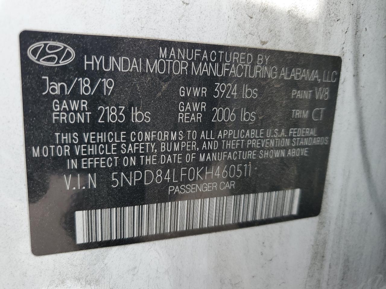 2019 Hyundai Elantra Sel VIN: 5NPD84LF0KH460511 Lot: 56694885