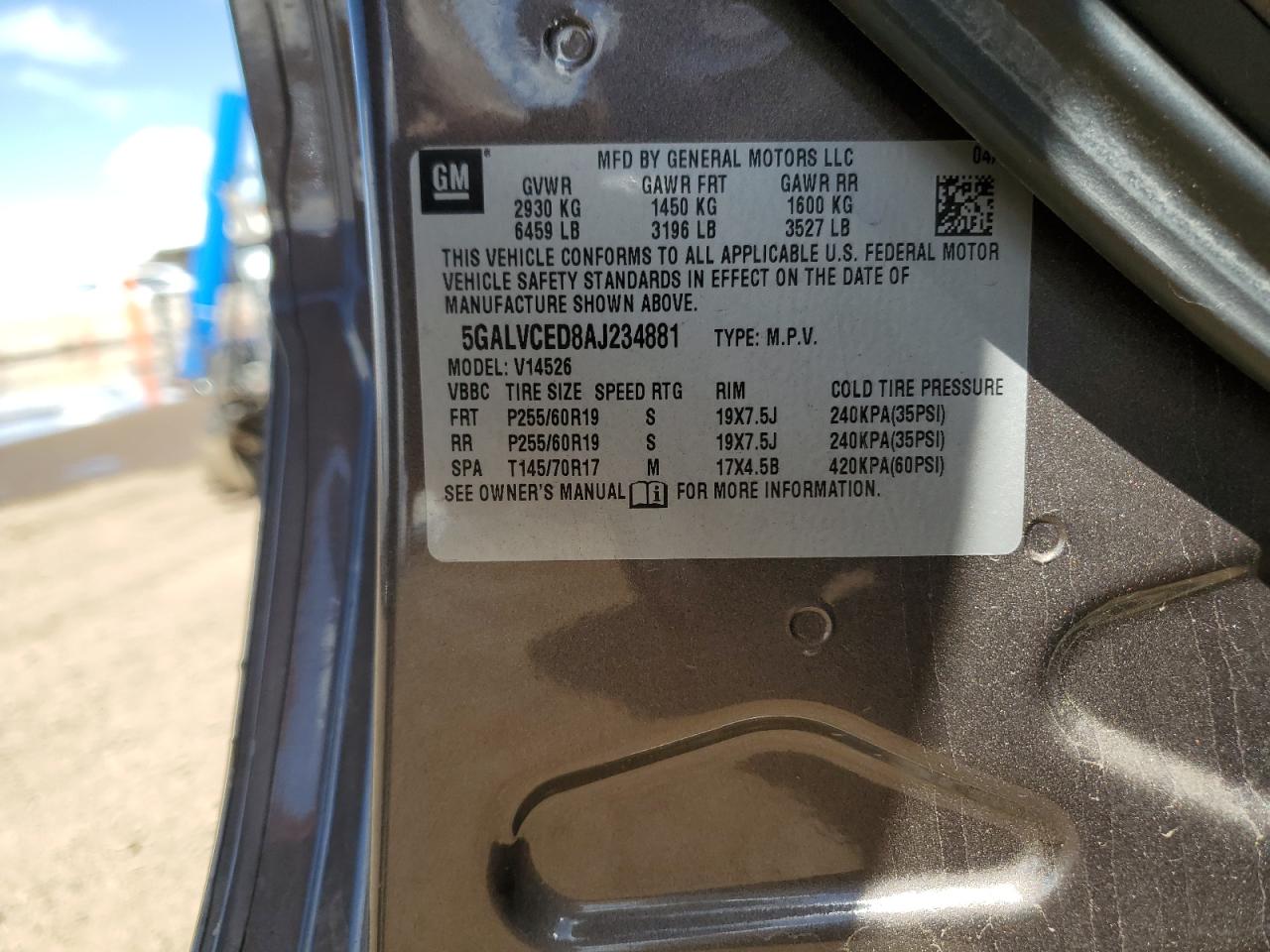 2010 Buick Enclave Cxl VIN: 5GALVCED8AJ234881 Lot: 57241775