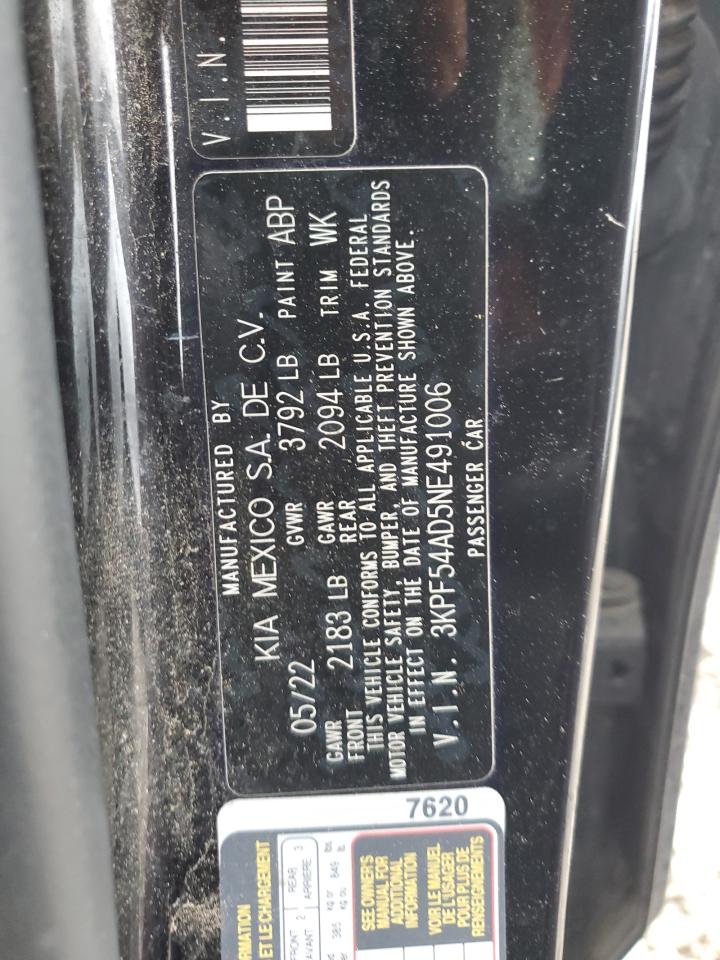 2022 Kia Forte Gt Line VIN: 3KPF54AD5NE491006 Lot: 58413715