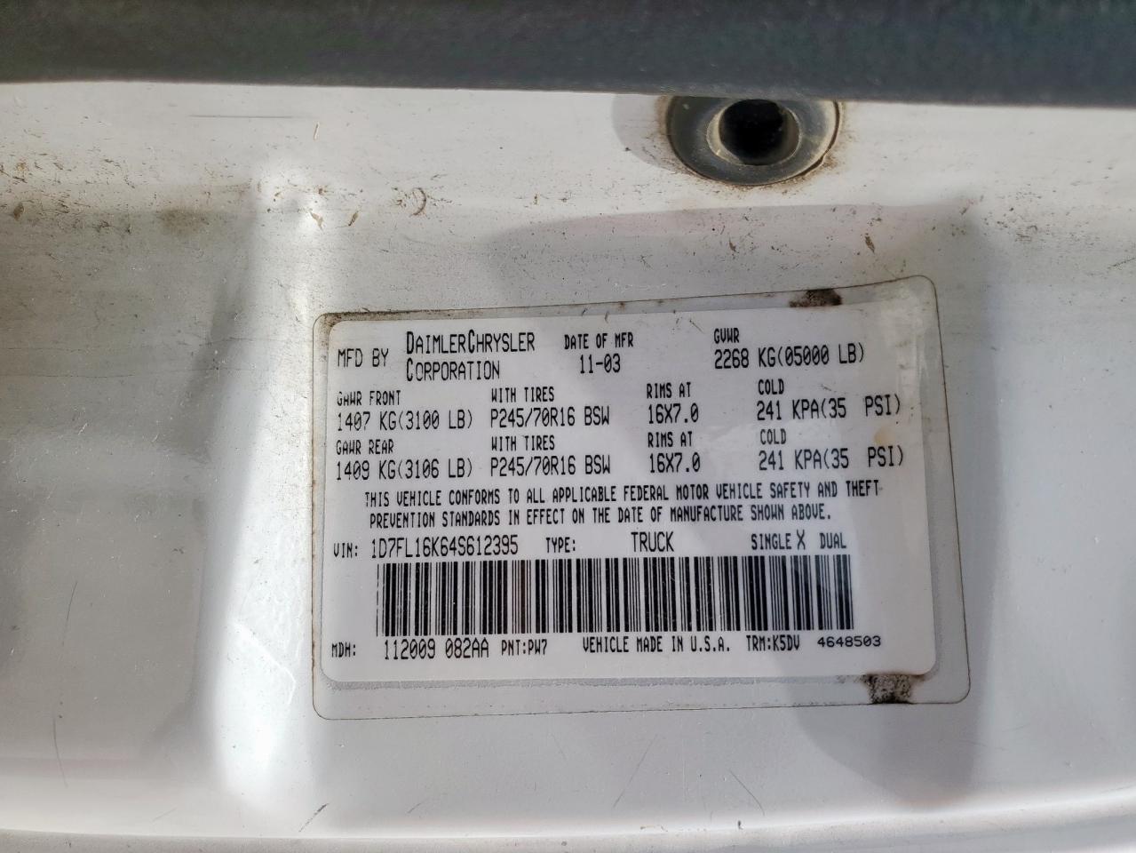 1D7FL16K64S612395 2004 Dodge Dakota Sxt