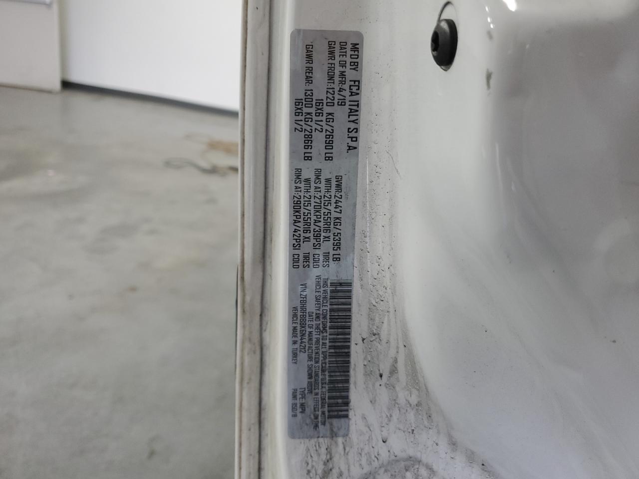 2019 Ram Promaster City Slt VIN: ZFBHRFBB8K6N44212 Lot: 58543255