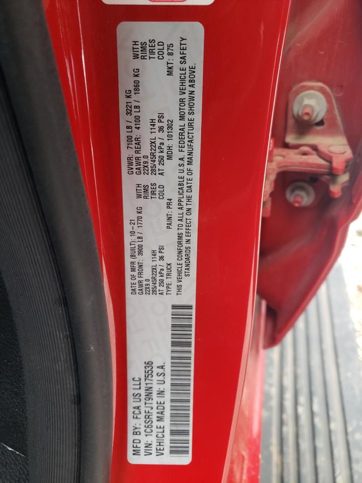 2022 Ram 1500 Laramie VIN: 1C6SRFJT9NN175536 Lot: 58413565