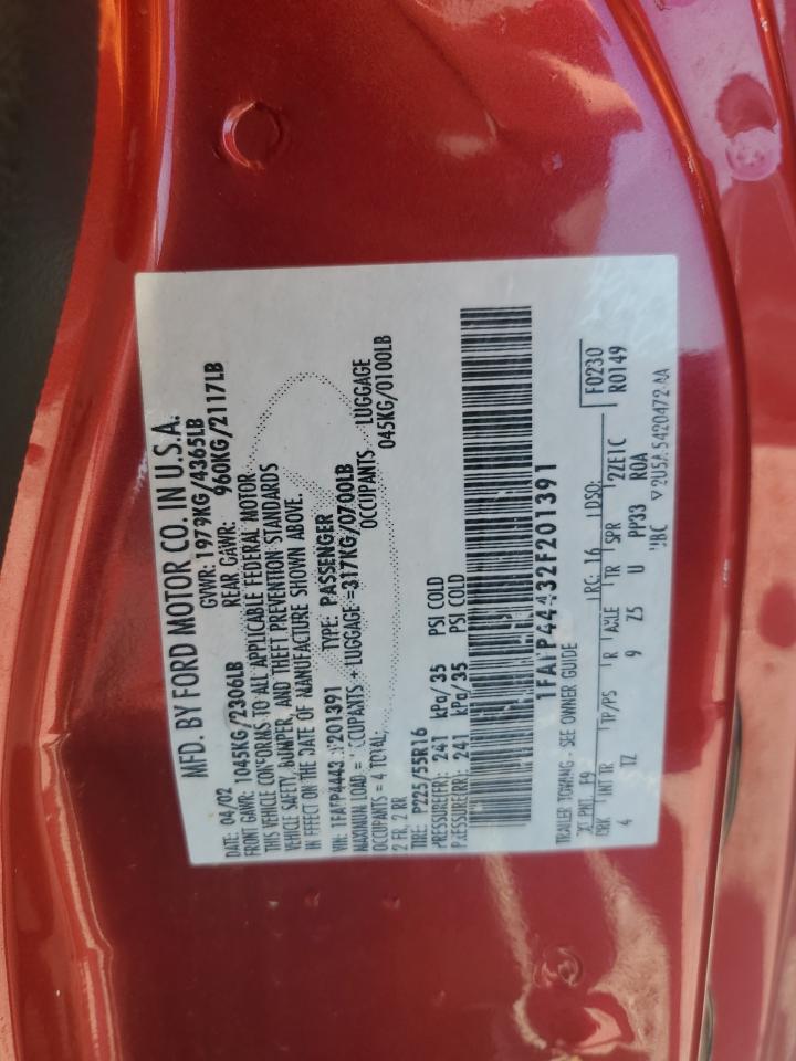 2002 Ford Mustang VIN: 1FAFP44432F201391 Lot: 57533095