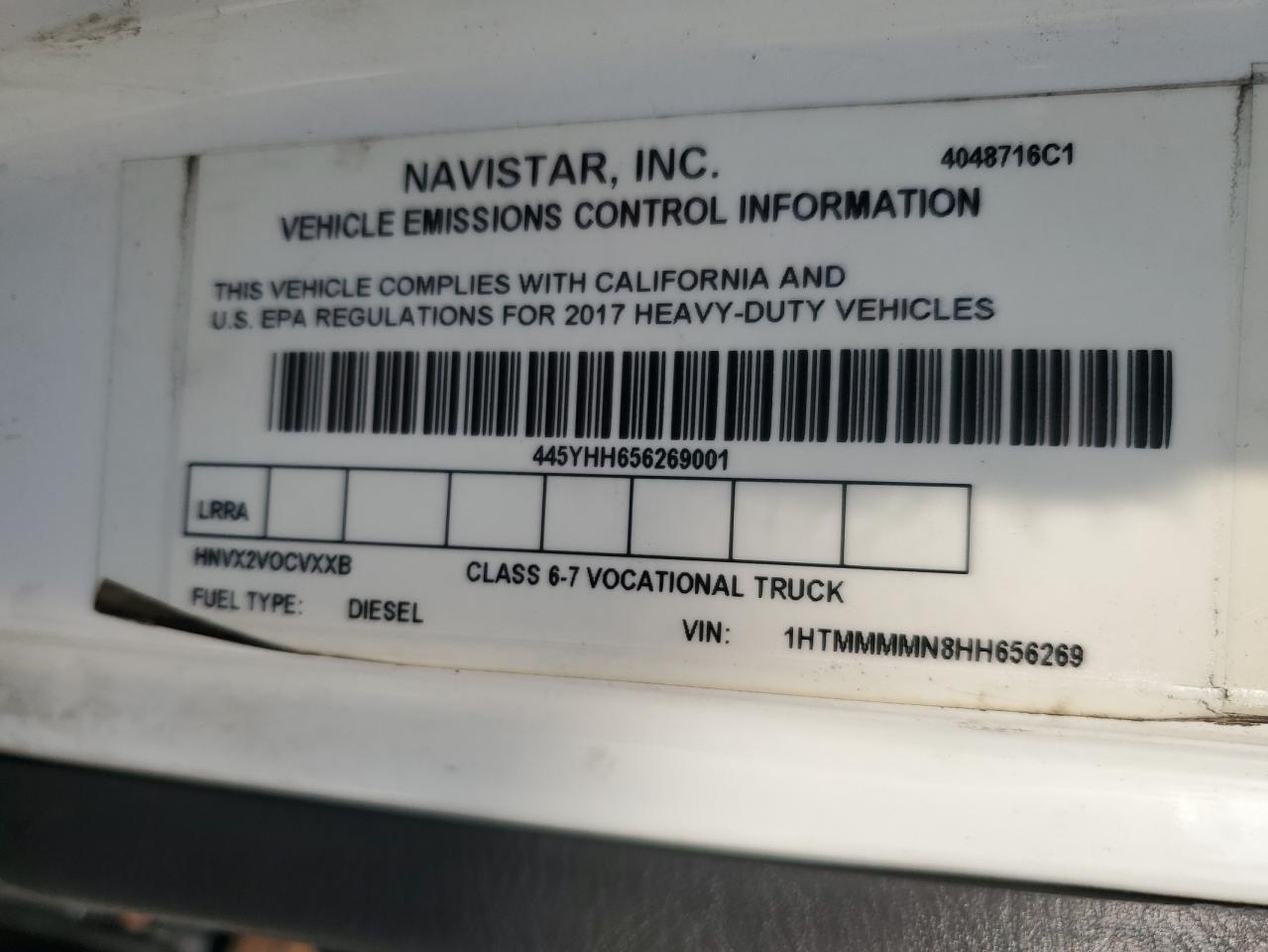 2017 International 4000 4300 VIN: 1HTMMMMN8HH656269 Lot: 56328705