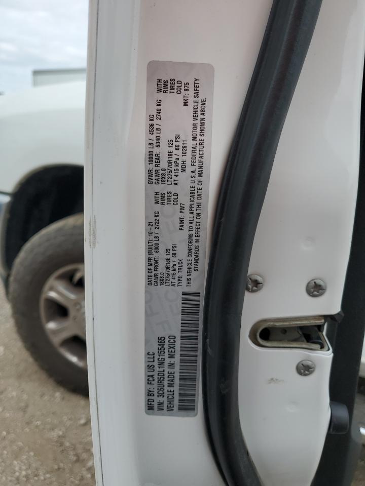 2022 Ram 2500 Big Horn/Lone Star VIN: 3C6UR5DL1NG155465 Lot: 56646415