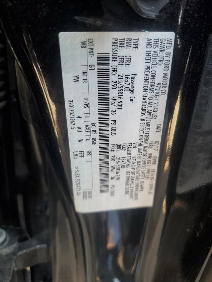 1FADP3F24HL316007 FORD FOCUS 2017
