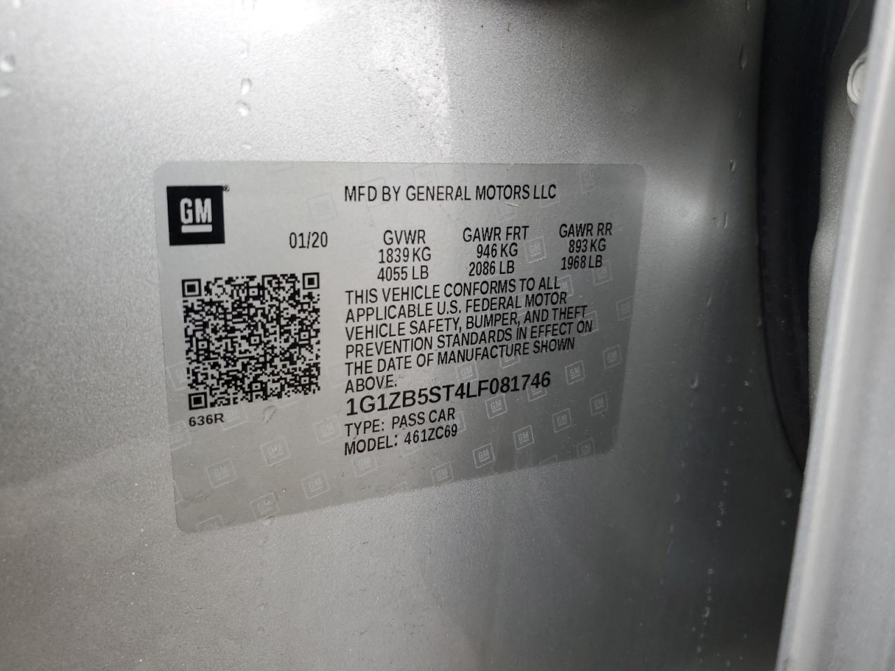 1G1ZB5ST4LF081746 CHEVROLET MALIBU 2020