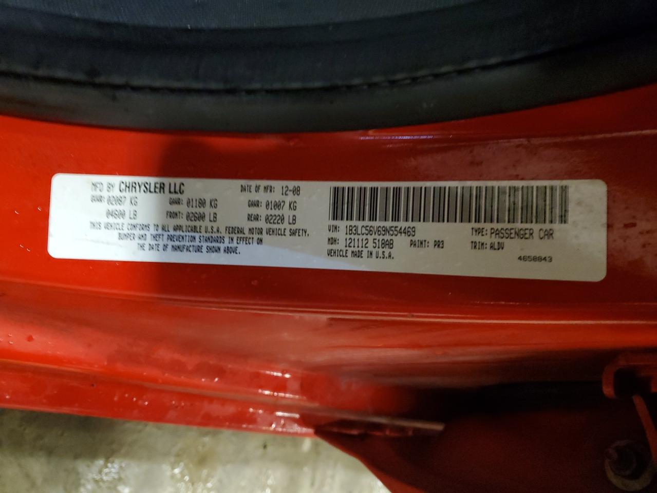 2009 Dodge Avenger Sxt VIN: 1B3LC56V69N554469 Lot: 55238295