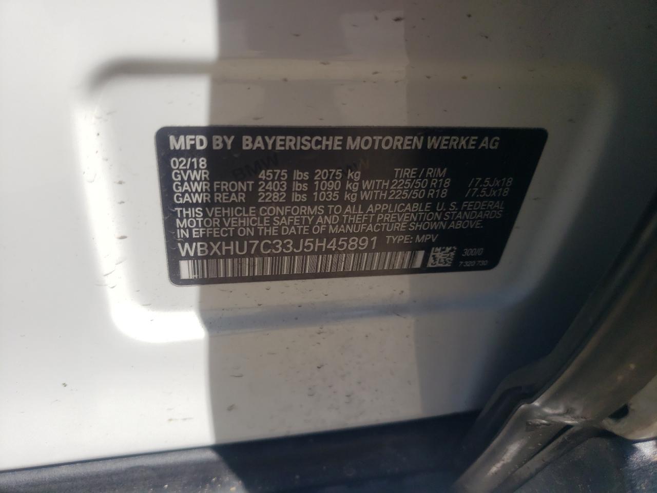 2018 BMW X1 Sdrive28I VIN: WBXHU7C33J5H45891 Lot: 55737955