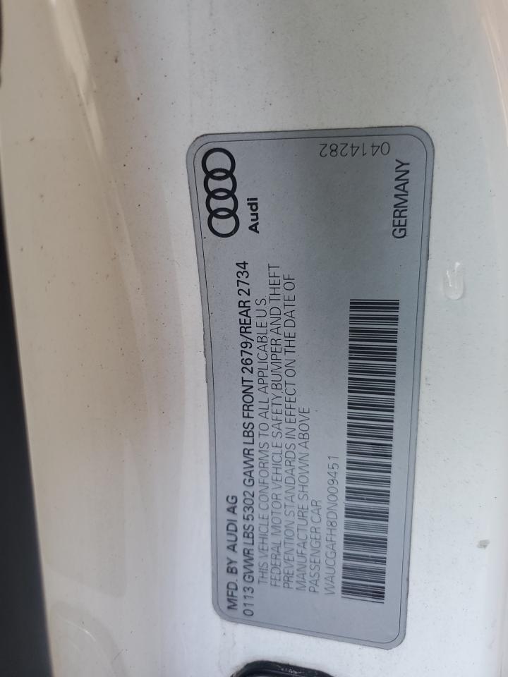 2013 Audi S5 Premium Plus VIN: WAUCGAFH8DN009451 Lot: 57785385