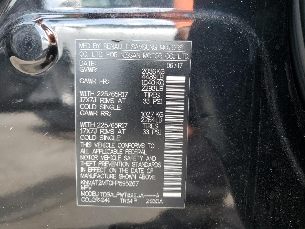 KNMAT2MT0HP595267 NISSAN ROGUE 2017