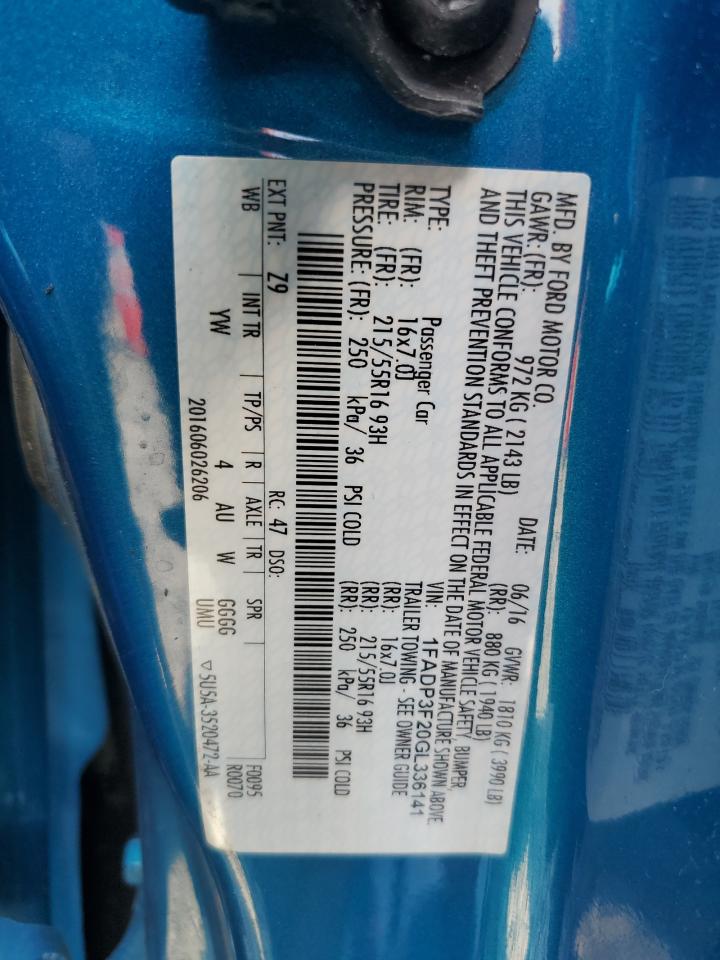1FADP3F20GL336141 FORD FOCUS 2016