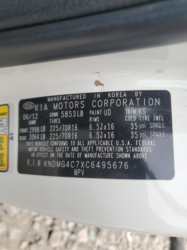 2012 Kia Sedona Lx VIN: KNDMG4C7XC6495676 Lot: 57568225