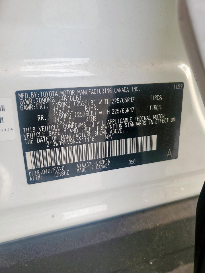 2022 Toyota Rav4 Xle VIN: 2T3W1RFV9NC211118 Lot: 57231565