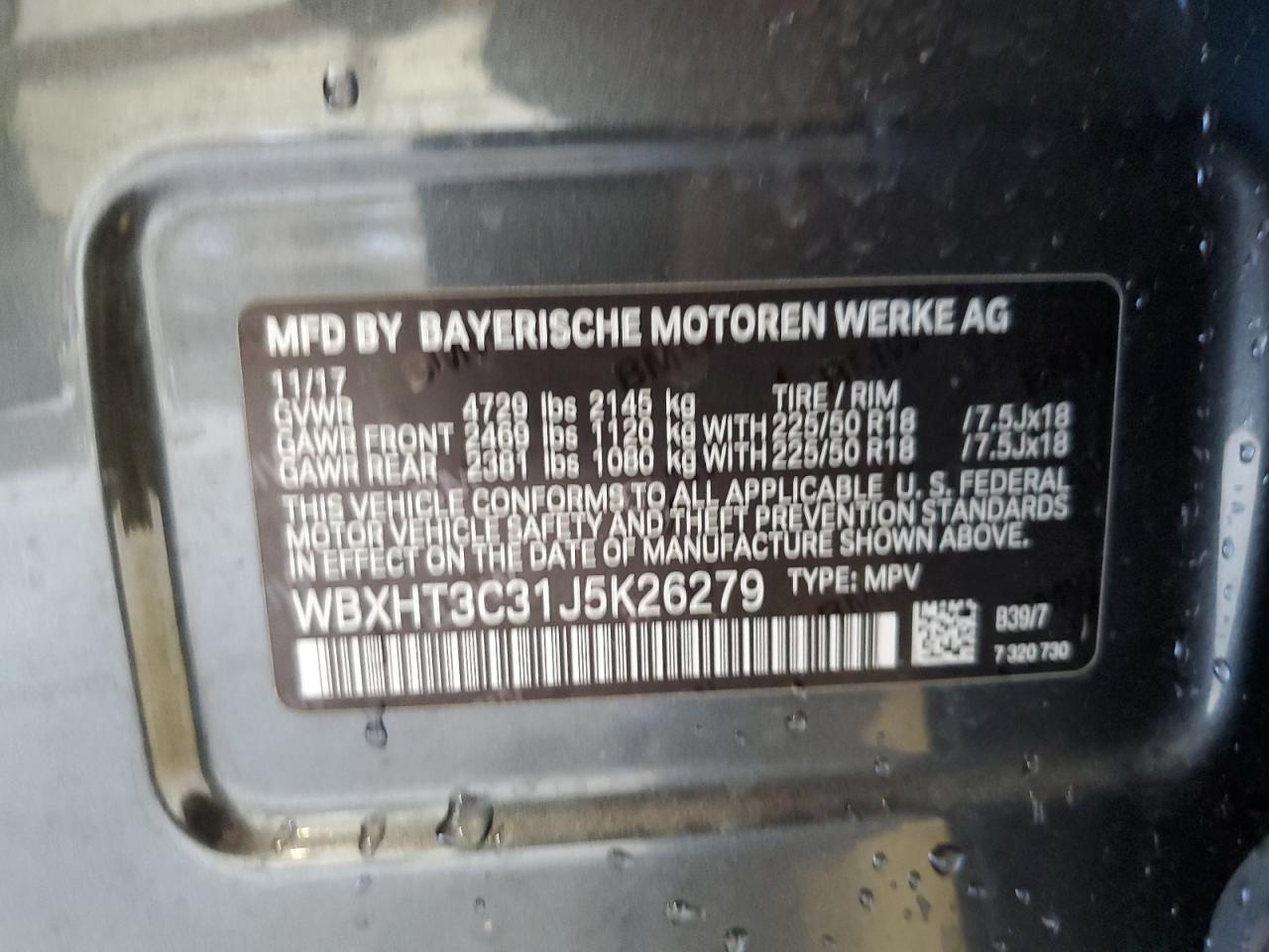2018 BMW X1 xDrive28I VIN: WBXHT3C31J5K26279 Lot: 56600425