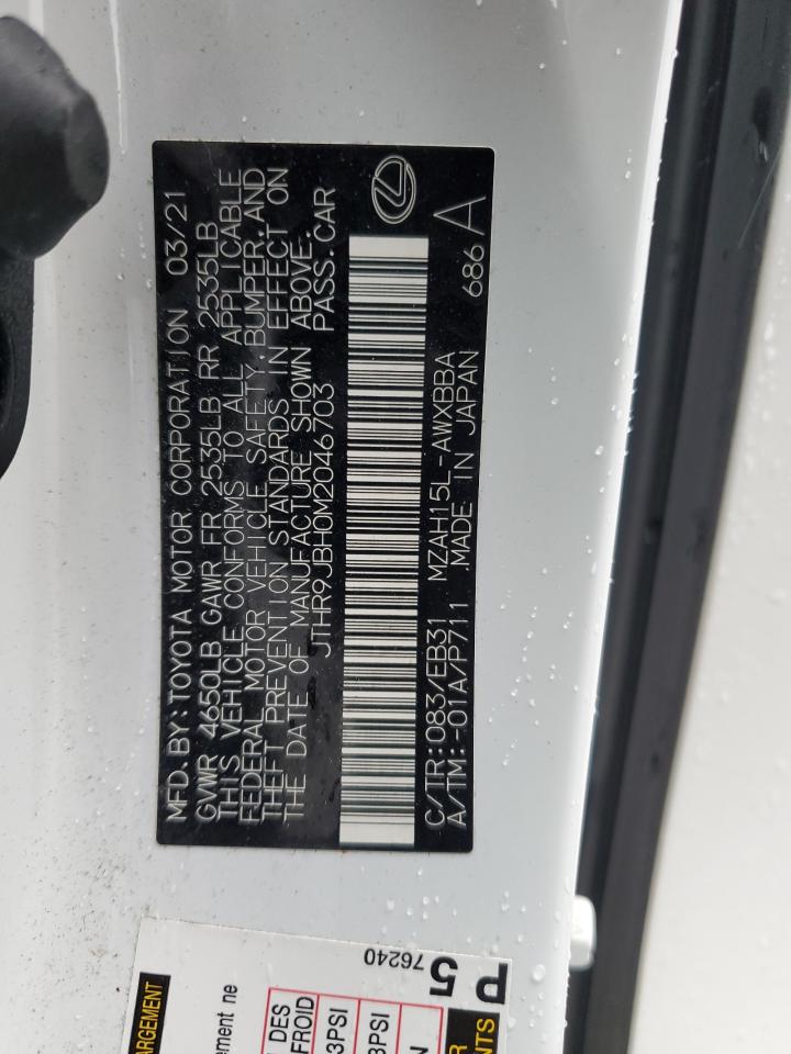 2021 Lexus Ux 250H VIN: JTHR9JBH0M2046703 Lot: 56818255