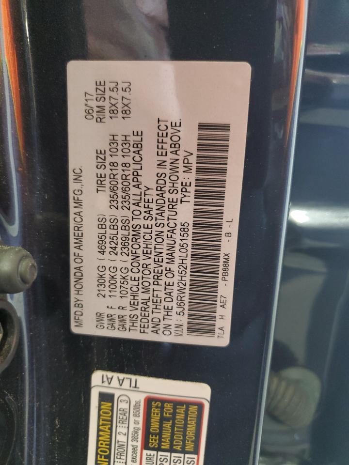 5J6RW2H52HL051585 HONDA CRV 2017