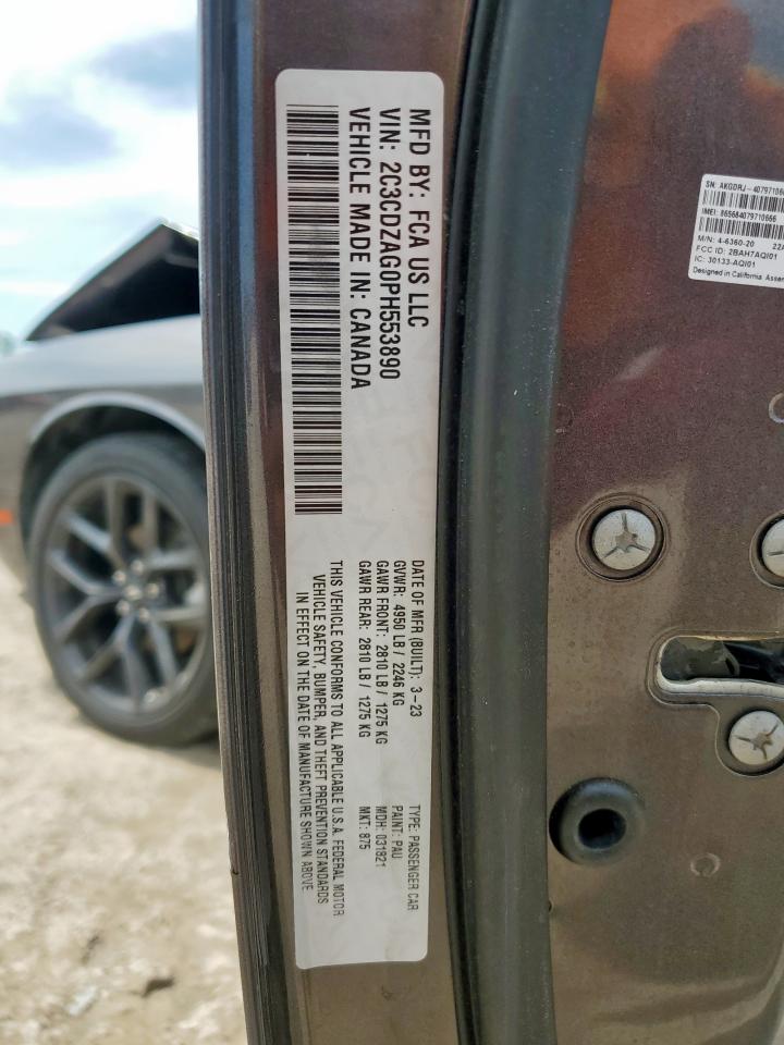 2023 Dodge Challenger Sxt VIN: 2C3CDZAG0PH553890 Lot: 57947935