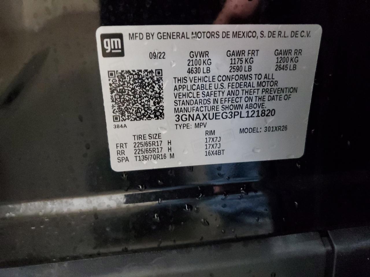 2023 Chevrolet Equinox Lt VIN: 3GNAXUEG3PL121820 Lot: 56877815