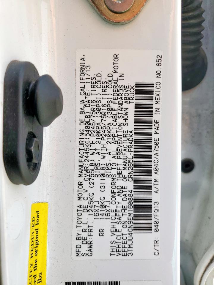 2014 Toyota Tacoma Double Cab Prerunner VIN: 3TMJU4GN9EM160884 Lot: 57146875