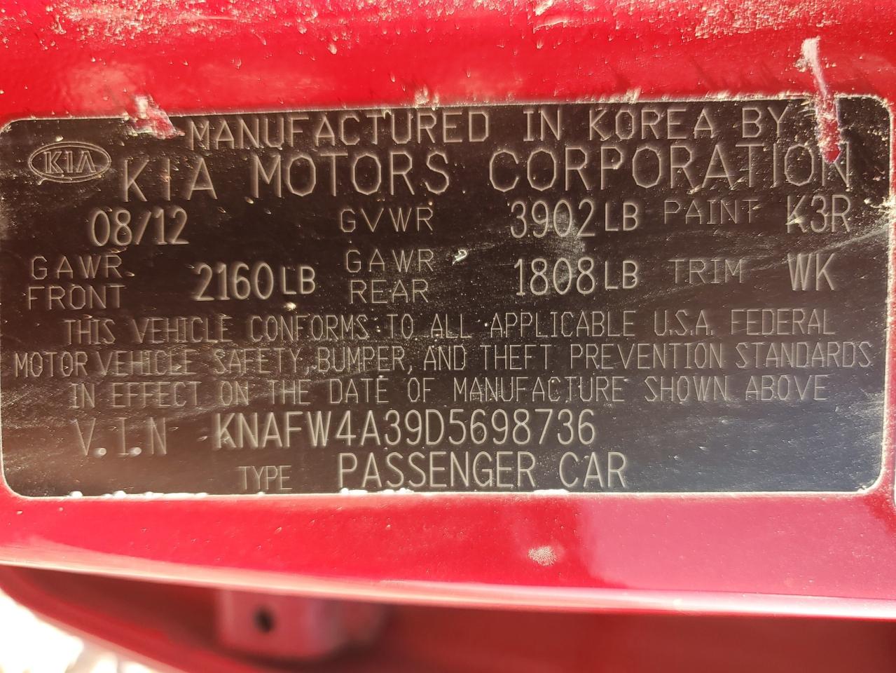 2013 Kia Forte Sx VIN: KNAFW4A39D5698736 Lot: 55855705