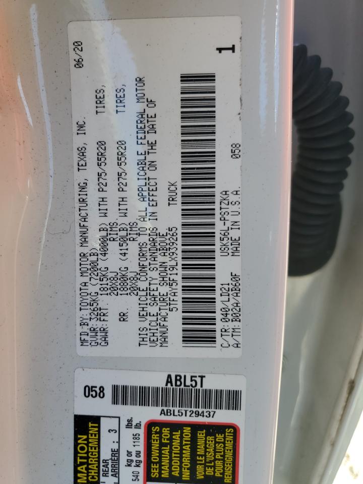 2020 Toyota Tundra Crewmax 1794 VIN: 5TFAY5F19LX939265 Lot: 57644525