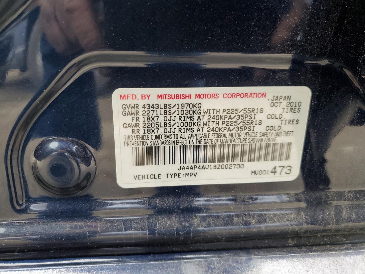 2011 Mitsubishi Outlander Sport Se VIN: JA4AP4AU1BZ002700 Lot: 57707035