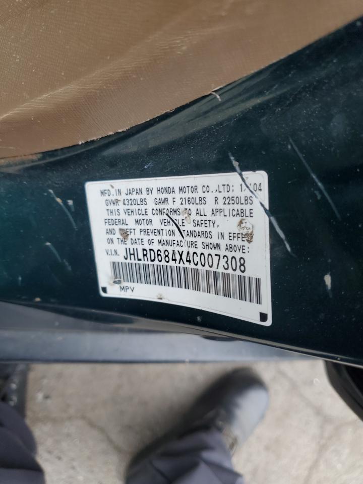 2004 Honda Cr-V Lx VIN: JHLRD684X4C007308 Lot: 56924225