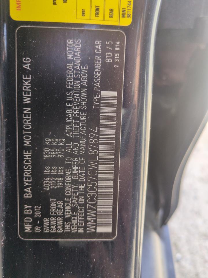 2012 Mini Cooper S Countryman VIN: WMWZC3C57CWL87894 Lot: 56683985