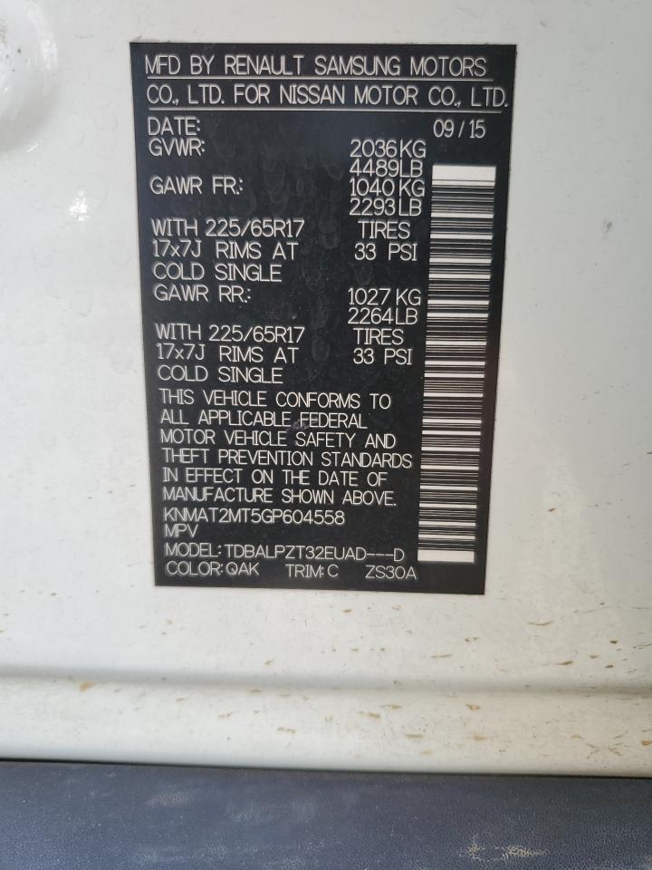 KNMAT2MT5GP604558 NISSAN ROGUE 2016