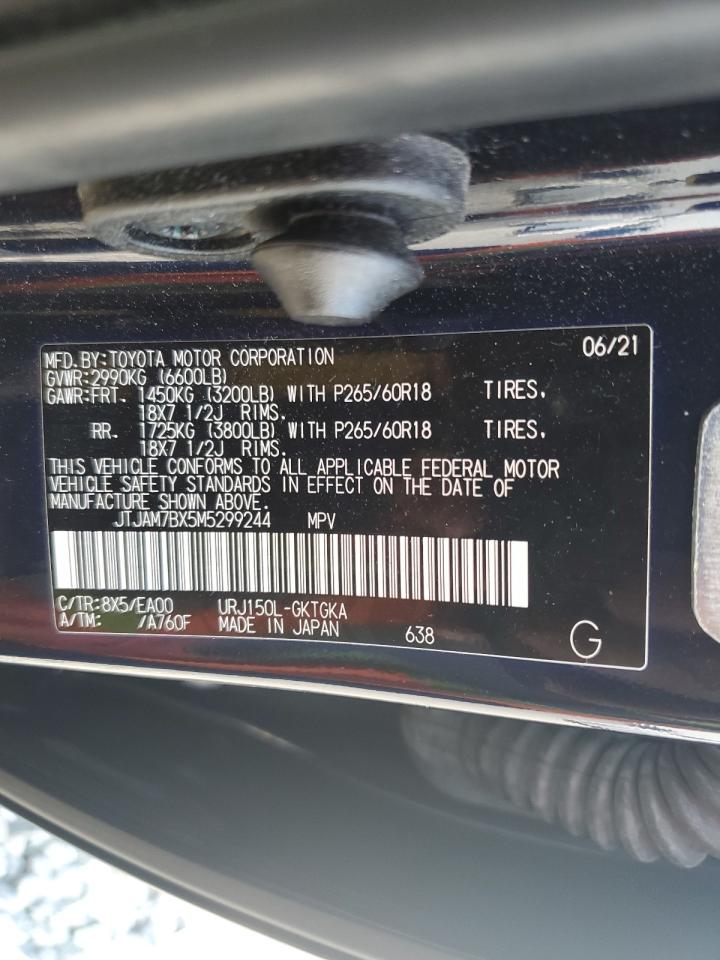 2021 Lexus Gx 460 Premium VIN: JTJAM7BX5M5299244 Lot: 55795185