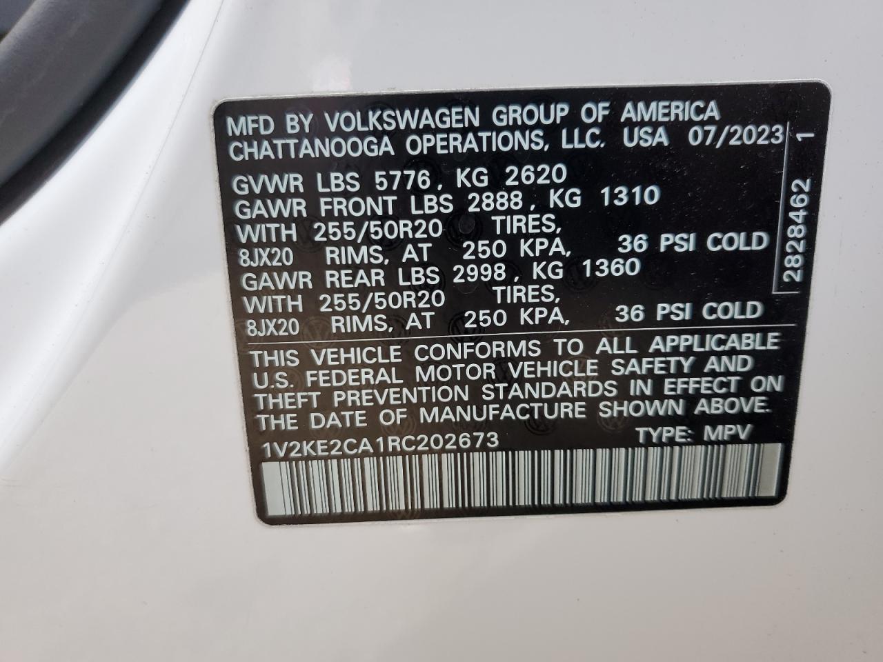 2024 Volkswagen Atlas Cross Sport Se VIN: 1V2KE2CA1RC202673 Lot: 57769635