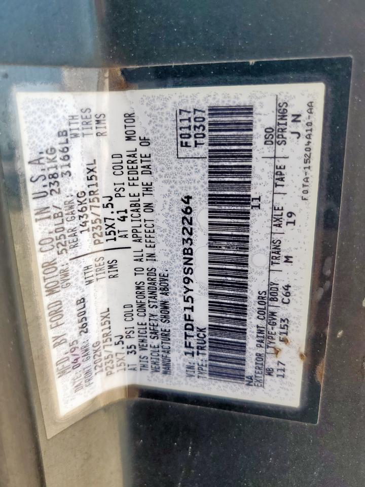 1995 Ford F150 VIN: 1FTDF15Y9SNB32264 Lot: 57166875