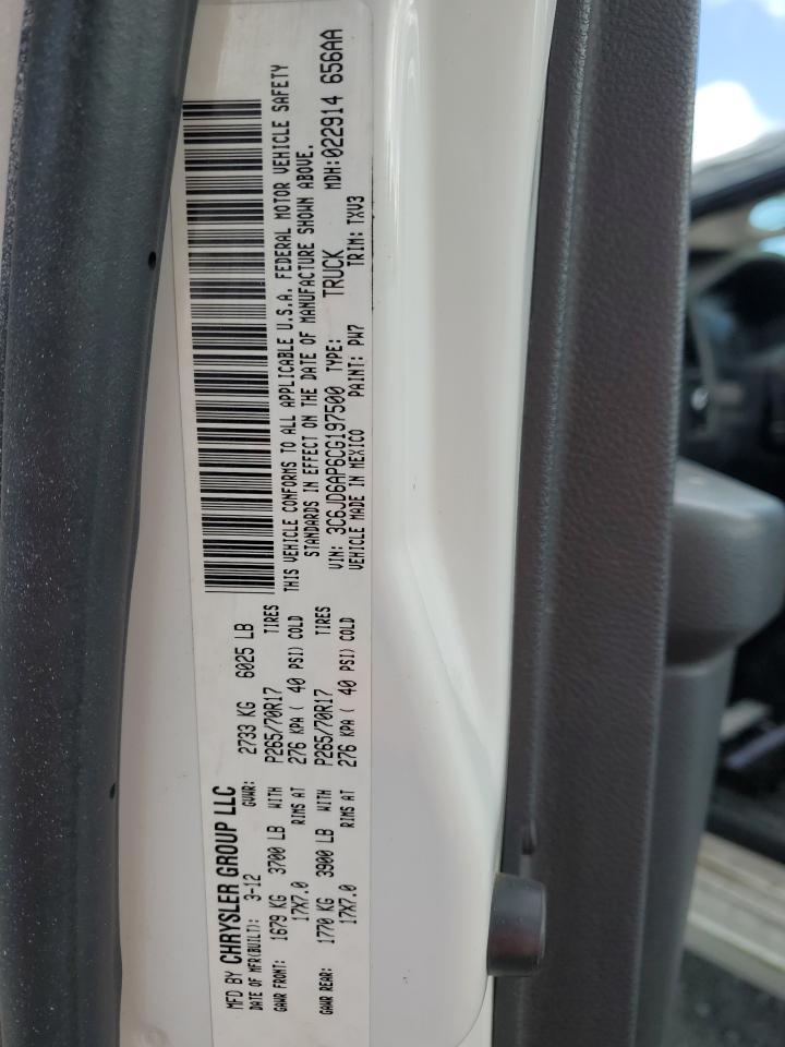 2012 Dodge Ram 1500 St VIN: 3C6JD6AP6CG197500 Lot: 56677015