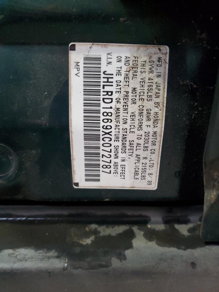 1999 Honda Cr-V Ex VIN: JHLRD1869XC072787 Lot: 58408075