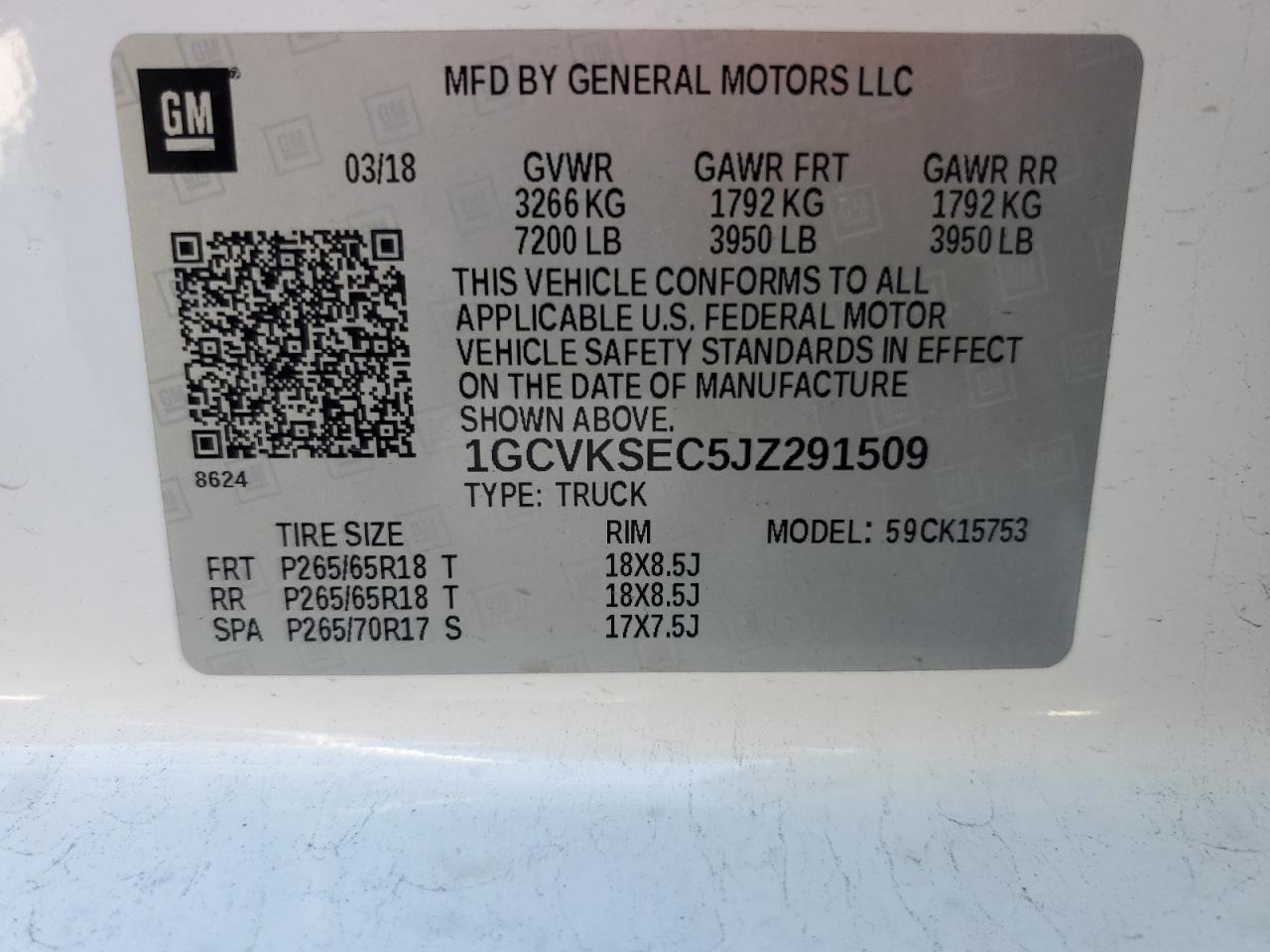 1GCVKSEC5JZ291509 CHEVROLET ALL Models 2018