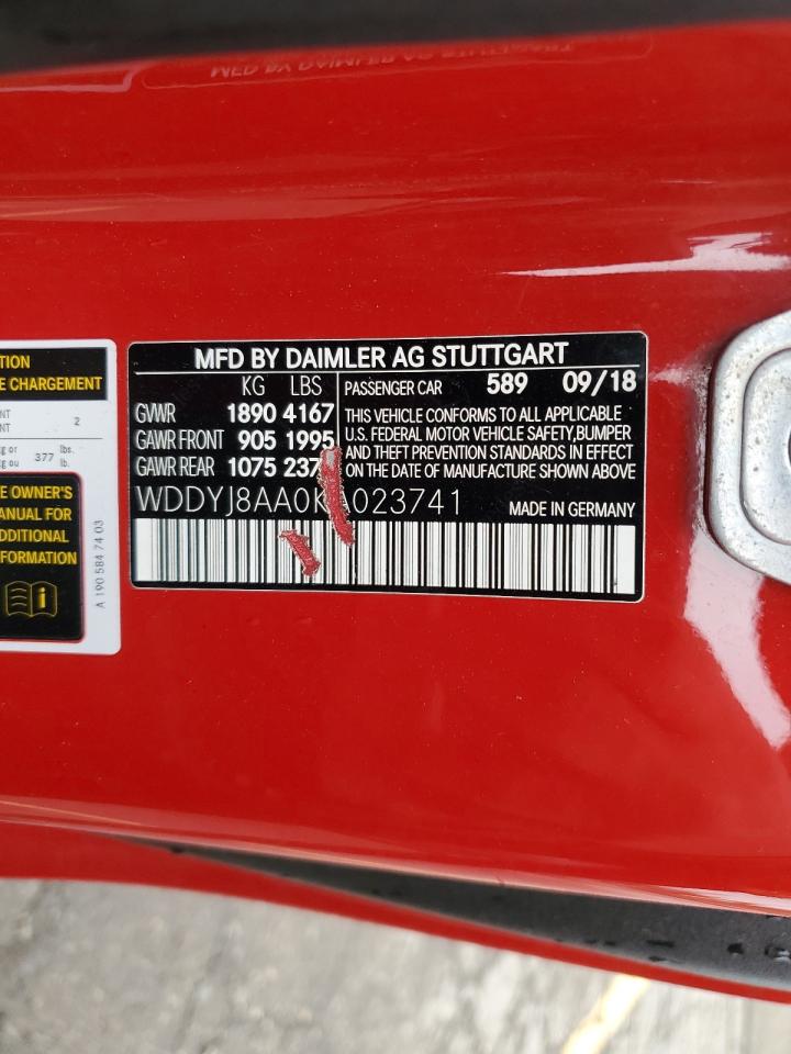 2019 Mercedes-Benz Amg Gt C VIN: WDDYJ8AA0KA023741 Lot: 54690275
