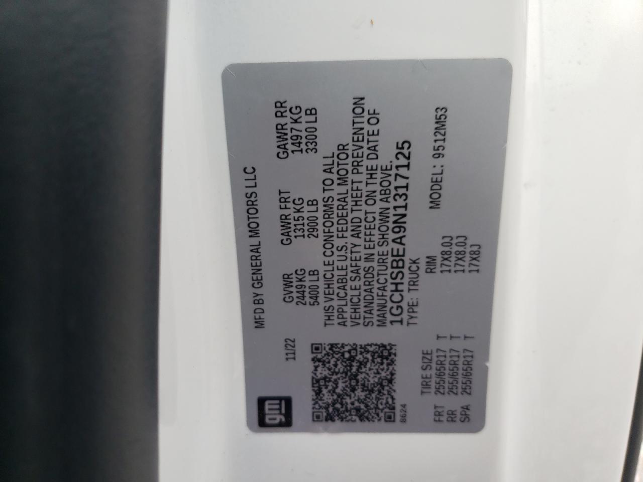 1GCHSBEA9N1317125 CHEVROLET COLORADO 2022