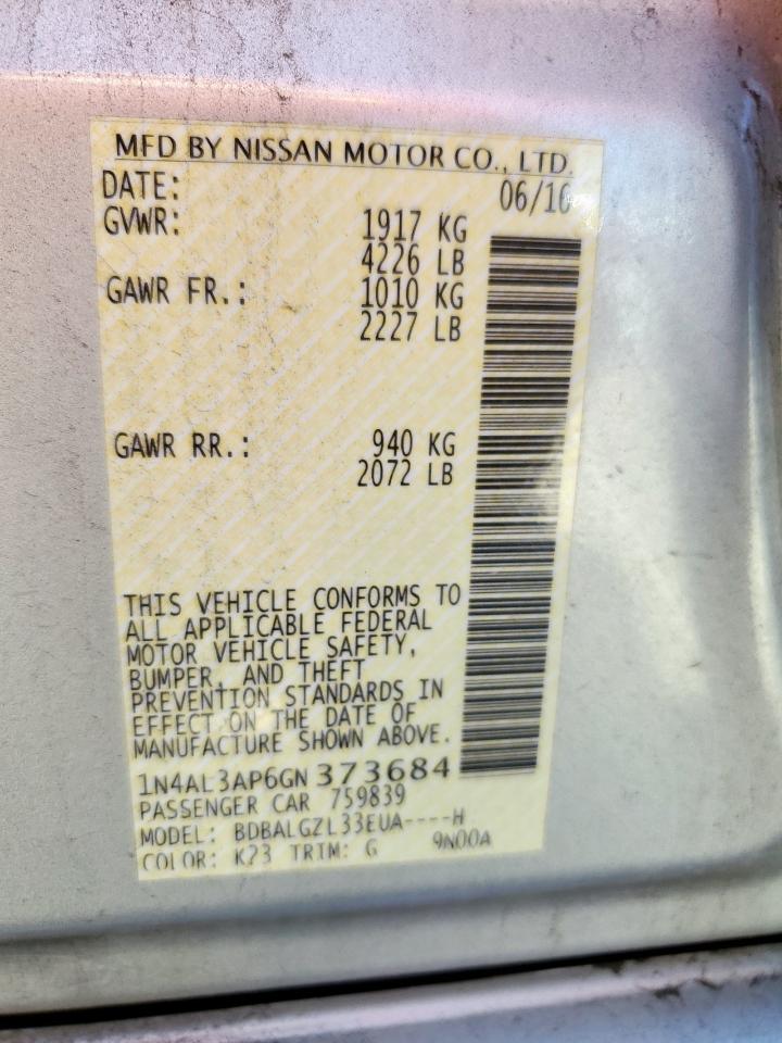 1N4AL3AP6GN373684 NISSAN ALTIMA 2016