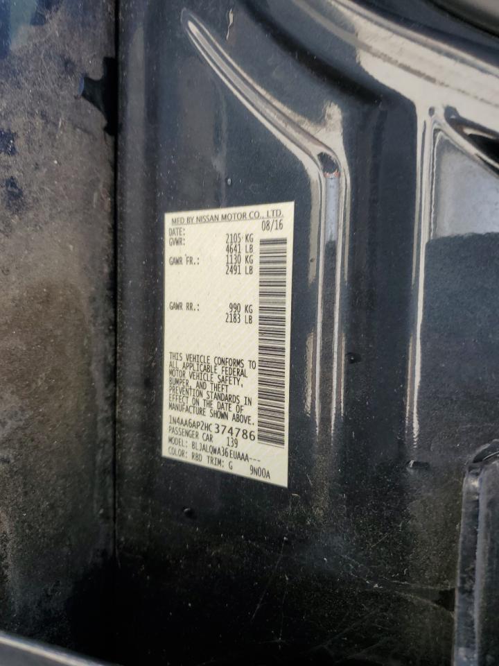 1N4AA6AP2HC374786 NISSAN MAXIMA 2017