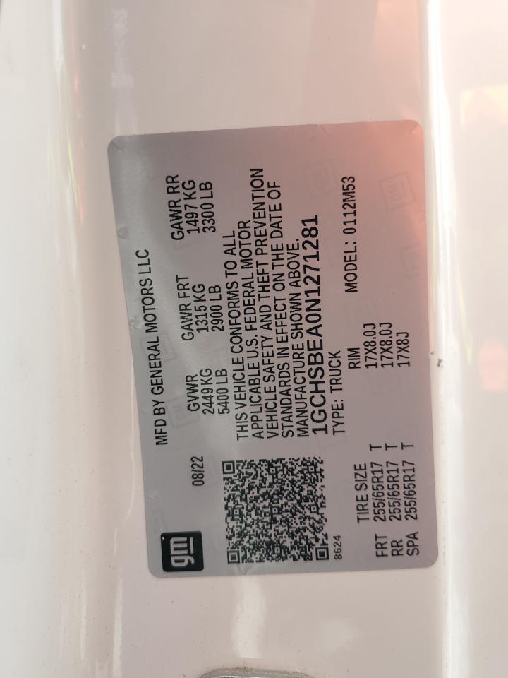 1GCHSBEA0N1271281 CHEVROLET COLORADO 2022