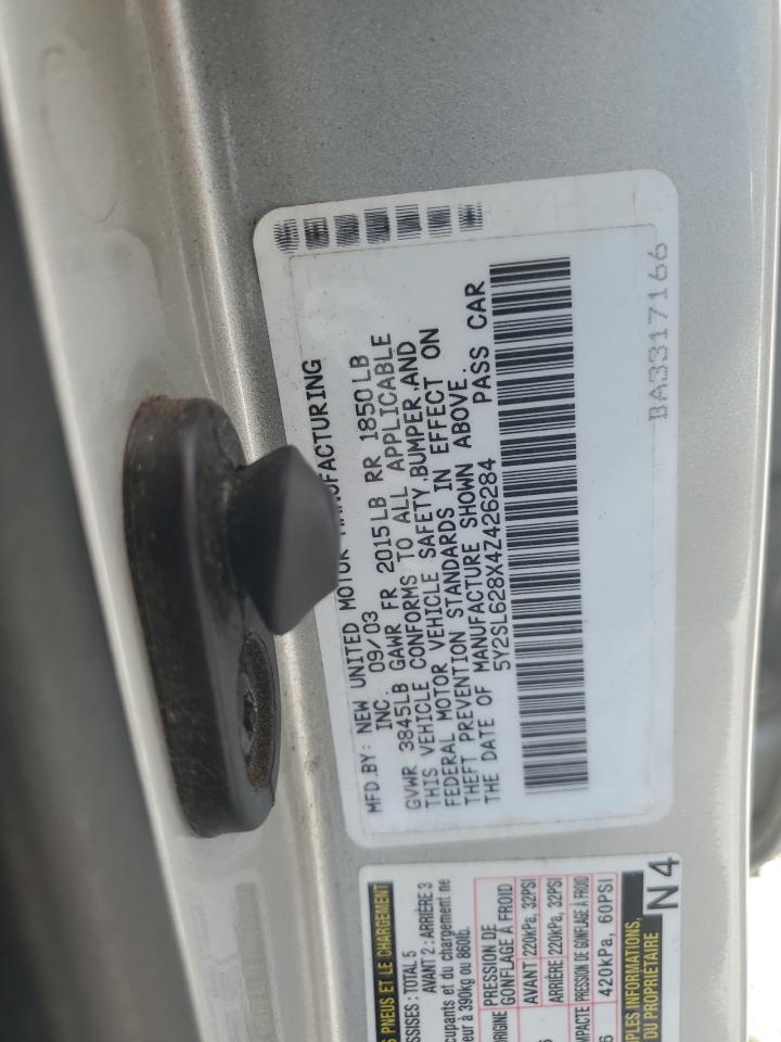 2004 Pontiac Vibe VIN: 5Y2SL628X4Z426284 Lot: 56684665