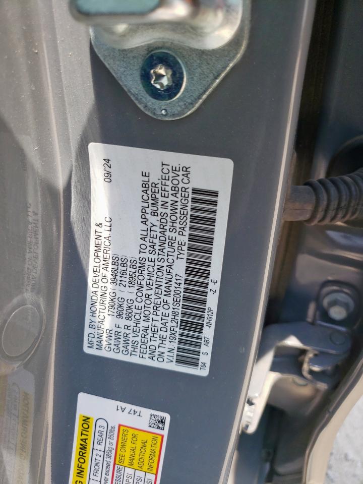 19XFL2H81SE001417 HONDA CIVIC 2025