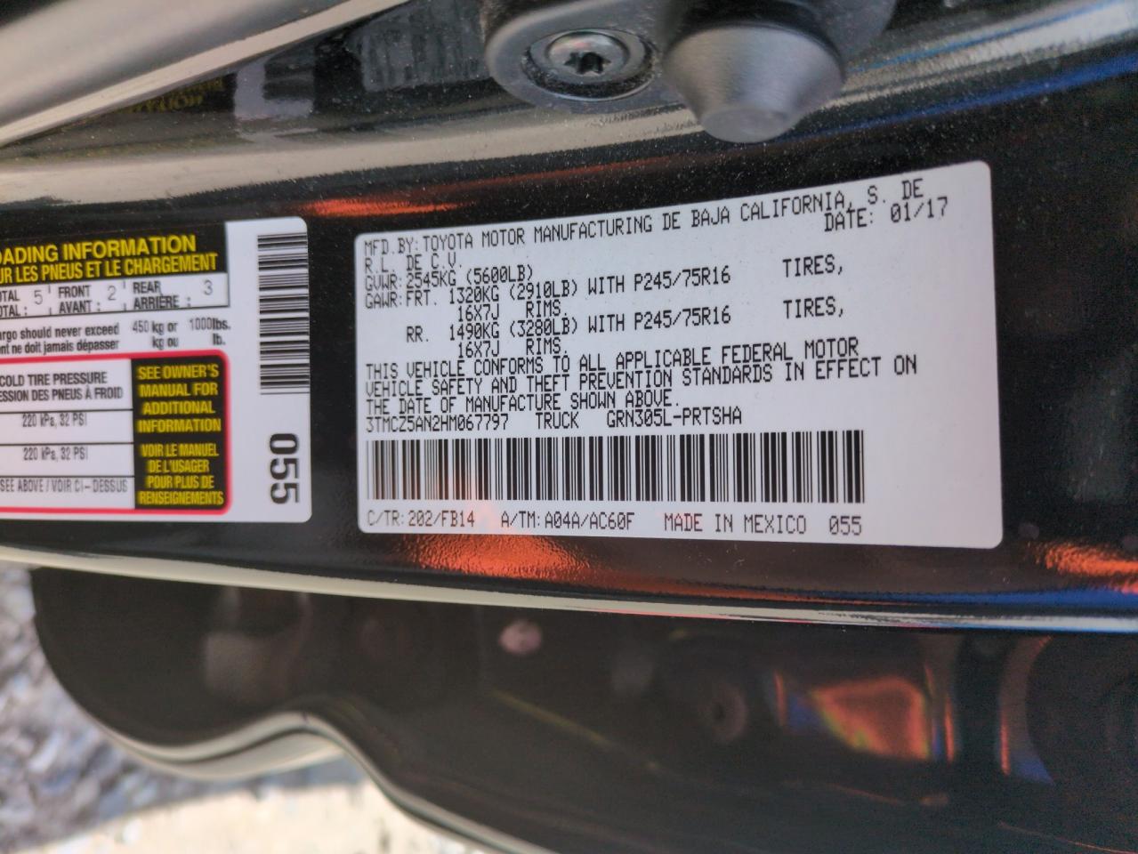 3TMCZ5AN2HM067797 TOYOTA TACOMA 2017