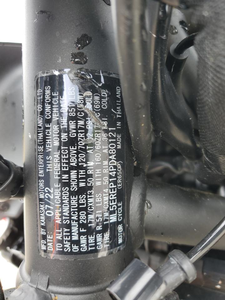 2023 Kawasaki Er650 P VIN: ML5EREP14PDA80121 Lot: 57212205