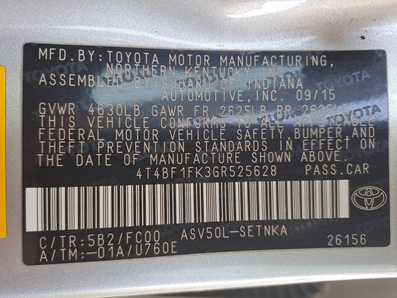 4T4BF1FK3GR525628 - 2001 Toyota Camry - #56091355