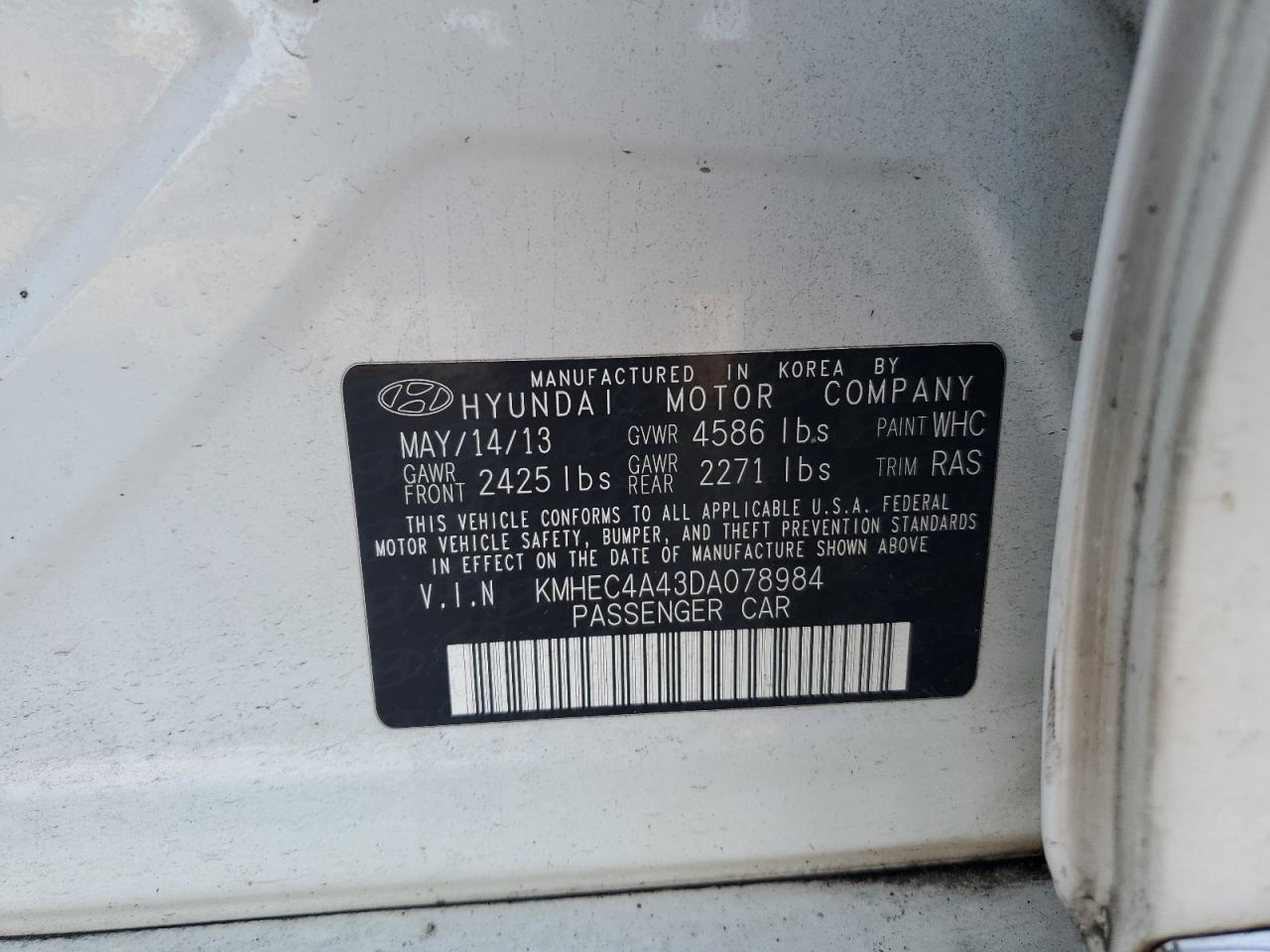 2013 Hyundai Sonata Hybrid VIN: KMHEC4A43DA078984 Lot: 56285045