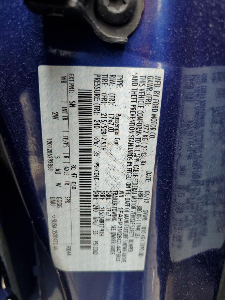 2012 Ford Focus Sel VIN: 1FAHP3M26CL447503 Lot: 57452585