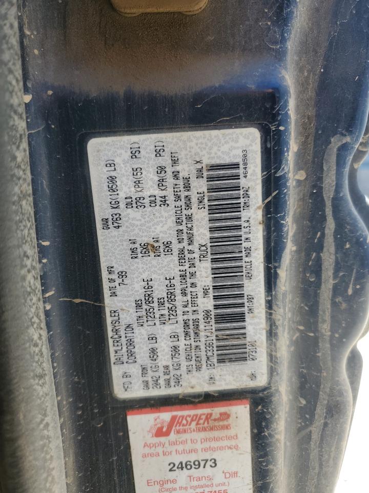2000 Dodge Ram 3500 VIN: 1B7MC3361YJ114900 Lot: 55778075
