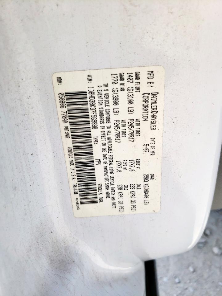 2007 Dodge Durango Sxt VIN: 1D8HD38K37F569898 Lot: 57704815